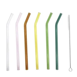 Hot 6 pailles en verre + goupillon Ustensiles, Accessoire De Cuisine
