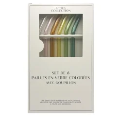 Hot 6 pailles en verre + goupillon Ustensiles, Accessoire De Cuisine
