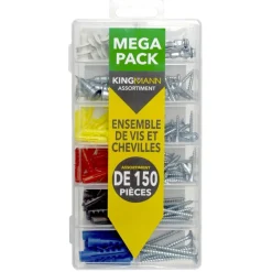 Outlet Assortiment de 150 vis/chevilles Quincaillerie