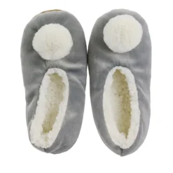 Sale Ballerines sherpa femme a pompon Chaussons