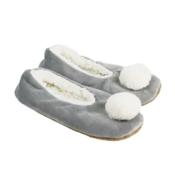 Sale Ballerines sherpa femme a pompon Chaussons
