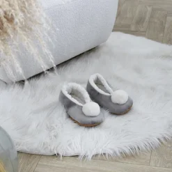 Sale Ballerines sherpa femme a pompon Chaussons