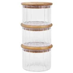 Bocal + couvercle en bambou x3 Boîte, Rangement