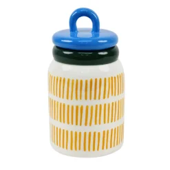 Clearance Bocal a rayures jaune et bleu + Boîte, Rangement