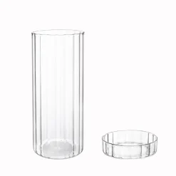 Discount Bocal en verre strie & couvercle Boîte, Rangement
