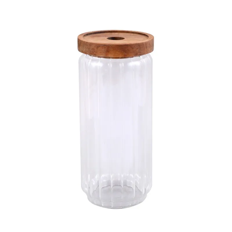 Outlet Bocal verre acacia 750ml Boîte, Rangement