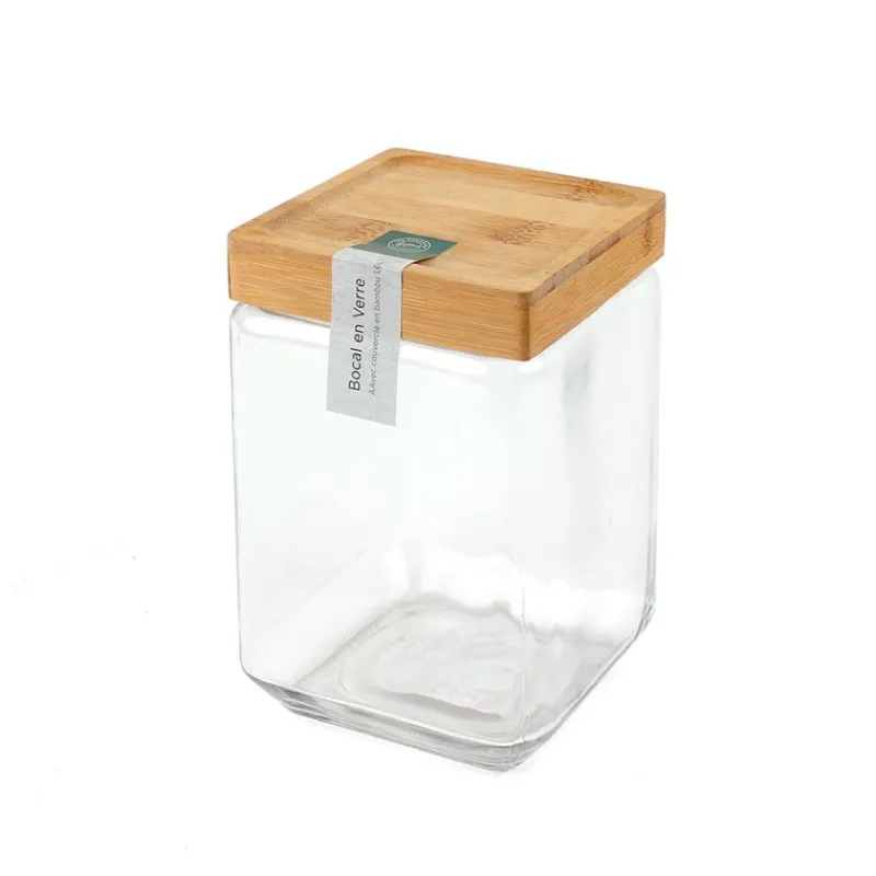 Online Bocal verre bouchon bambou 1.6l Boîte, Rangement