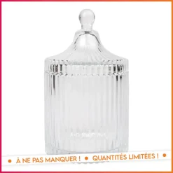 Discount Bonbonniere en verre strie Boîte, Rangement