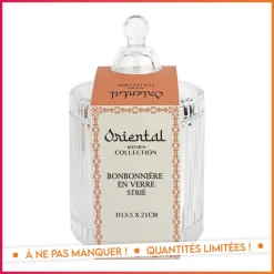 Discount Bonbonniere en verre strie Boîte, Rangement