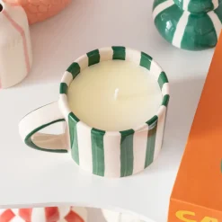 Bougie mug ceramique raye Bougie, Senteur