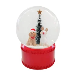 Hot Boule a neige chiens h16cm Décoration