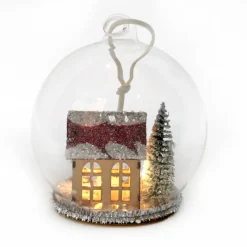 Sale Boule verre maison lumineuse Décoration De Sapin