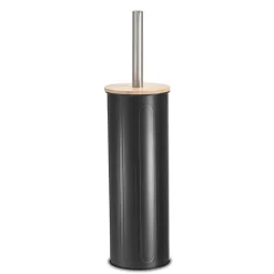 New Brosse wc noir couvercle bambou Accessoire Wc