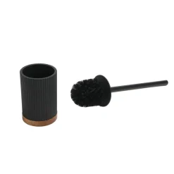 New Brosse wc noir socle en bois Accessoire Wc