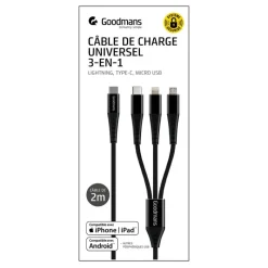 Hot Cable type c 3 en 1 2 m Audio, Téléphonie