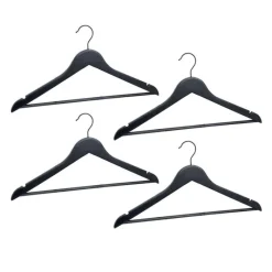 Outlet Cintres en bois noir mat x4 Linge·Accessoire