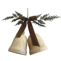 Sale Cloche en bois avec nAud et feui Décoration
