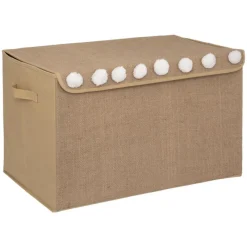 Coffre jute pompons Rangement Décoratif