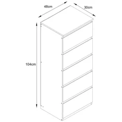 Outlet Commode 5 tiroirs blanc mat Chambre