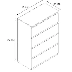 Outlet Commode 4 tiroirs finition bois Chambre