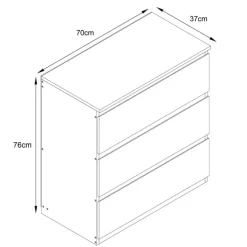 Hot Commode 3 tiroirs finition bois Chambre