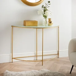 New Console dessus verre decor marbr Salon