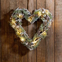 Discount Couronne/etoile/coeur bois lum Décoration