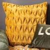 New Coussin plis 40x40cm ocre Décoration Textile·Coussin, Housse De Coussin