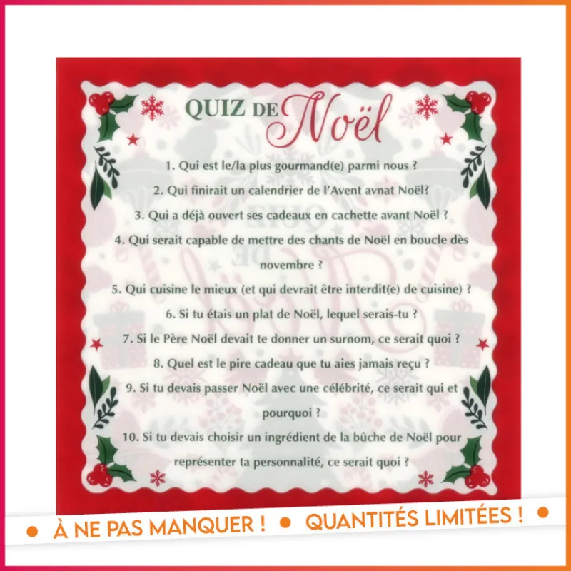 Online Dessous plat quiz de noel x6 Vaisselle Jetable