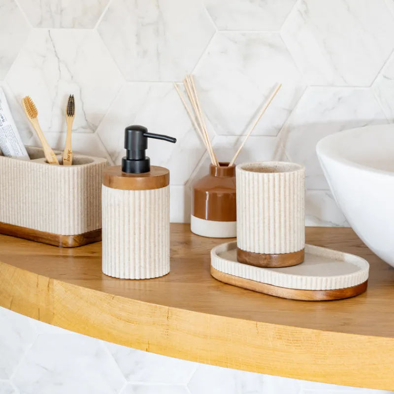 Sale Distributeur savon effet pierre Accessoire Salle De Bain