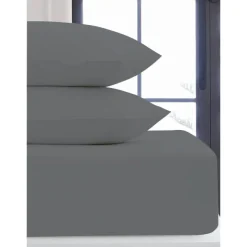 Drap housse 160x200 flanelle gri Linge De Lit·Drap