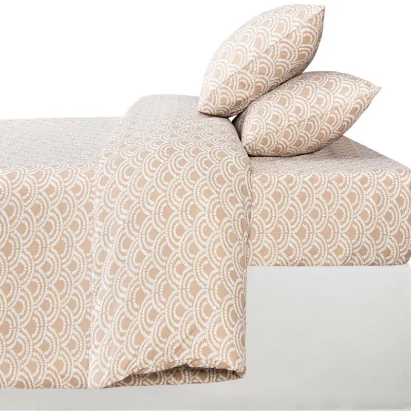 Online Drap housse 90x190 imprime beige Linge De Lit·Drap