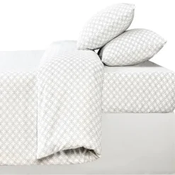 Discount Drap housse 140x190 imprime blan Linge De Lit·Drap