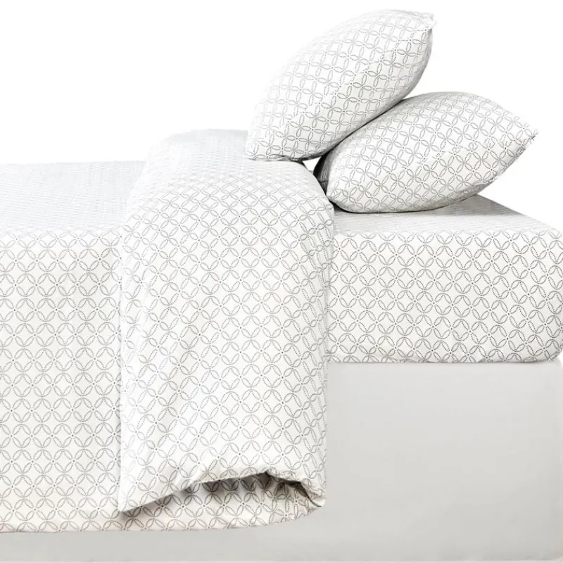 Discount Drap housse 140x190 imprime blan Linge De Lit·Drap