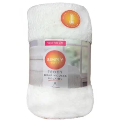 Sale Drap housse 90x190 teddy polaire Linge De Lit·Drap