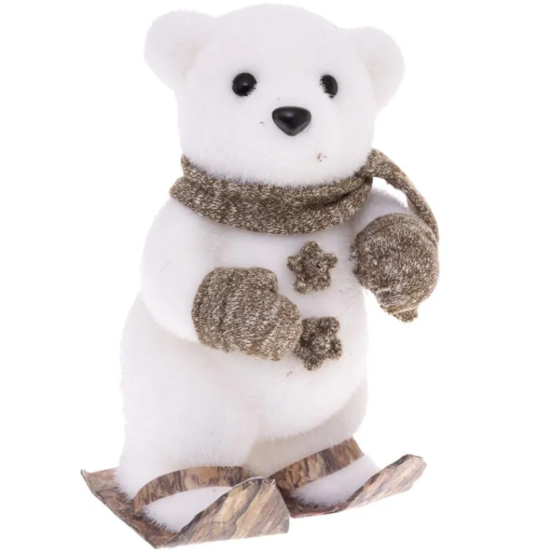 Figurine noel ours gant ski h23c Décoration