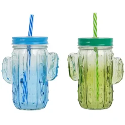 Hot Gobelet avec paille cactus 2ass Vaisselle, Art De La Table·Bouteille, Carafe