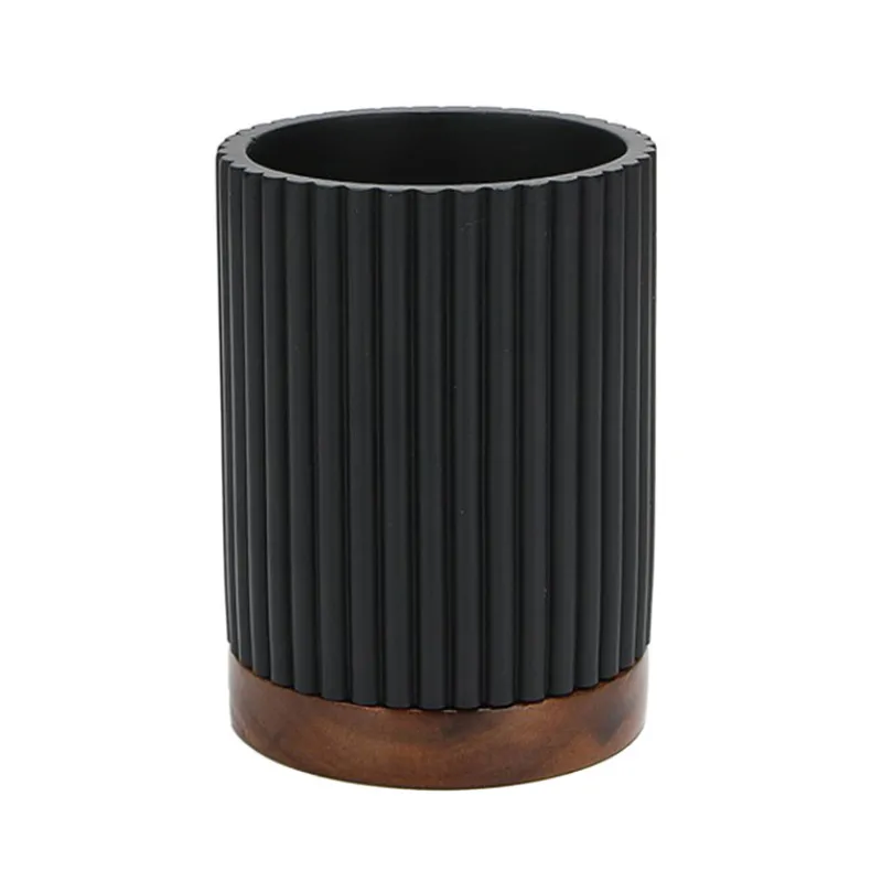 Sale Gobelet noir/bois Accessoire Salle De Bain