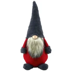 Grand gnome de noel rouge et gri Décoration