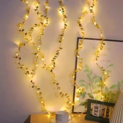 Sale Guirlande led feuilles or Luminaire, Déco Lumineuse