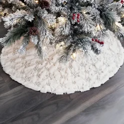 Clearance Jupe de sapin en fourrure avec f Décoration De Sapin