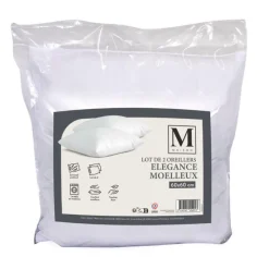 New Lot 2 oreillers moelleux 60x60 Linge De Lit·Oreiller
