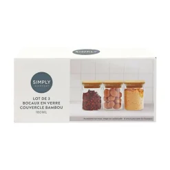 Discount Lot de 3 bocaux bambou 180ml Boîte, Rangement