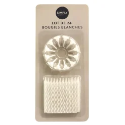 Lot de 24 bougies blanches Décoration Et Cotillons|Vaisselle, Déco Festive·Décoration Et Cotillons