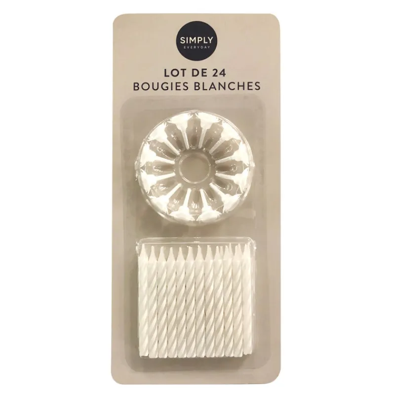 Lot de 24 bougies blanches Décoration Et Cotillons|Vaisselle, Déco Festive·Décoration Et Cotillons