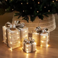 Outlet Lot de 3 cadeaux en led naturel Décoration Lumineuse
