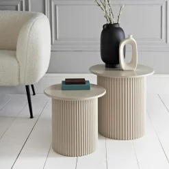 Lot de 2 table piliers creme Salon