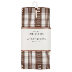 Outlet Lot de 2 torchons marron Linge De Table, Cuisine·Torchon