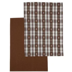 Outlet Lot de 2 torchons marron Linge De Table, Cuisine·Torchon