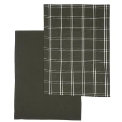 Outlet Lot de 2 torchons noir carreaux Linge De Table, Cuisine·Torchon